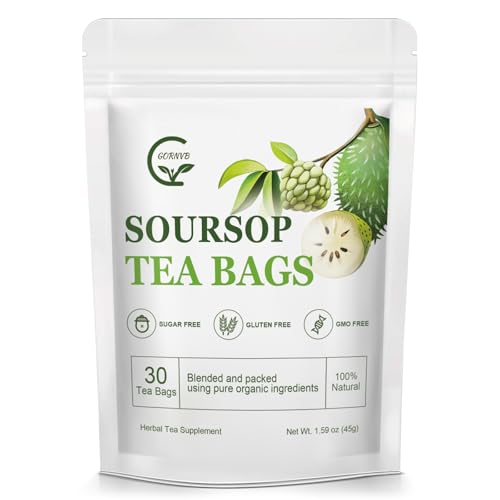 Organic Soursop Leaf Tea Bags | Annona Muricata Herbal Tea for Relaxation & Wellness | Caffeine-Free, Antioxidant Rich | 30 Count | Gluten-Free, Non-GMO
