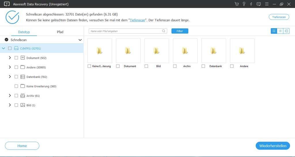 DataRecovery - Daten wiederherstellen am PC oder Notebook für Windows 11, 10, 8.1, 7