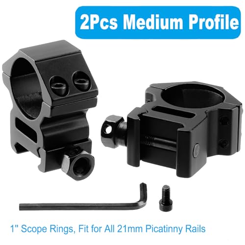 1'' Scope Rings, 2Pcs High Profile or 2Pcs Medium Profile 1 Inch Scope Mount Rings for Picatinny Rail