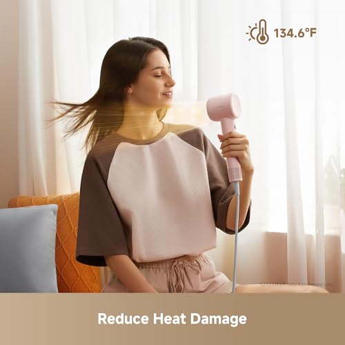 Image of Dreame Gleam Travel Hair Dryer for Women, 110,000RPM High Speed Hair Blower with Diffusers, Fast Drying, 200M Negative Ions for Frizz-Free, Smart Heat Control, Compact Hair Dryer