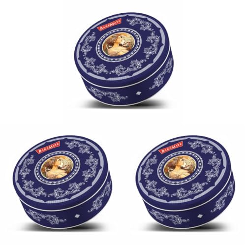 Image of BakeMate Butter Cookies Tin Box - 340 G | Healthy & Tasty Cookie | Christmas Cookies Gift Pack | Freshly Baked Cookie | Snacks for Tea, Office Snacks & Gifting (Pack of 3)