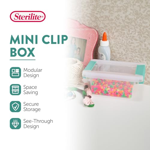 Sterilite 6-Pack Clip Box, Stackable Clear Plastic Bins with Latching Lids, Mini - Writing, Arts or Crafts Supplies Storage Containers for Home, Office, Classroom and Workshop Organization - Image 2