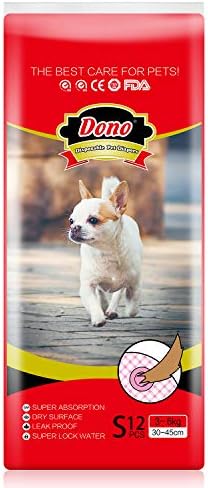 Pet Soft Dog& Cat Diapers Female - Disposable Dog Nappies Pants Small in Season , Pink Chihuahua Diapers 12pcs with Adjustable Tail Hole Cute