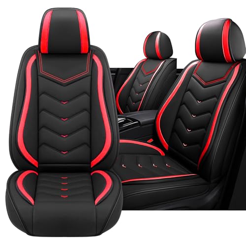 Image of Car Seat Cover for Jeep Wrangler 2000-2026, Driver's Seat Covers,Non-Slip Waterproof seat Cover,Wear-Resistant Nappa Leather car seat Covers. (Standard 2 Seats /Black Red)