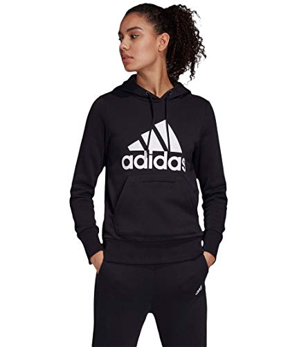 adidas womens Badge of Sport Overhead Fleece Hoodie Black Large