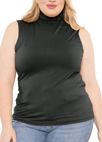 Image of Womens Turtle Neck | Long Sleeve and Sleeveless Top | Plus Size XL-7X | Tops Women White Turtleneck Women