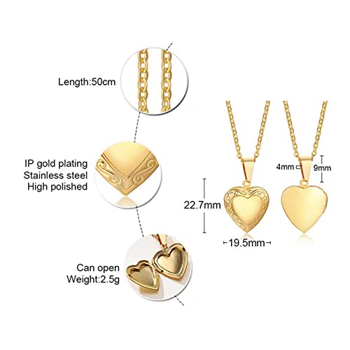 Valentines Heart Locket Pendant Necklace 24K Gold Color Romantic Fancy Heart Jewelry For Women4