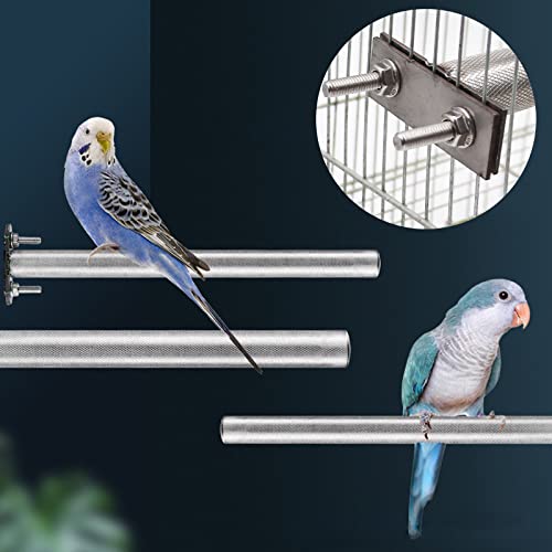 Image of Bird Perch Stand, Stainless Steel Parrot Paw Grinding Sticks, Bird Cage Accessories, Bird Standing Branches Toy for Parrots, Parakeets, Cockatiels