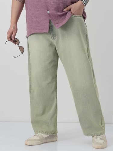 Image of Urbano Plus Men's Loose Baggy Fit Heavy Washed Jeans Non-Stretchable