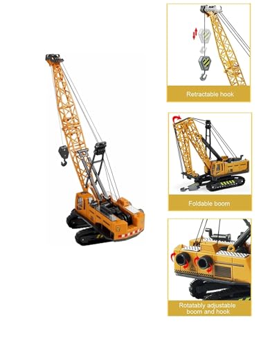 Image of Friction Powered Long Crane Toy with Tower Cable 360 Degree Rotating Crawler Crane Toy for 3+ Years Old Kids Boys Girls Building Construction Truck Pull Back Vehicles (Multicolor)