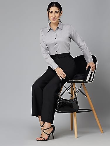 Image of Style Quotient Women Solid Chambrey Regular Formal Shirt