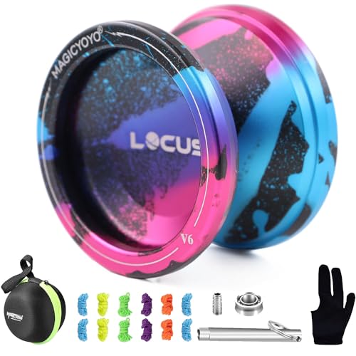 MAGICYOYO JoJo V6 Locus Pro Responsive JoJo & Unresponsive Jo-jo para niños, adolescentes y adultos, metal Jo Jo con rodamientos de bolas no responsivos+10 cuerdas Yoyos + bolsa + removedor, rosa