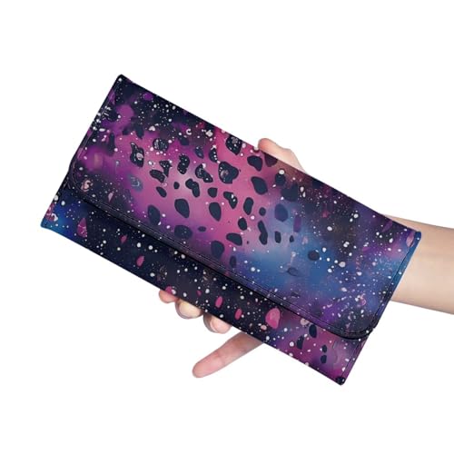 Image of AFPANQZ Starry Leopard Pattern Women Wallet Soft Leather Designe, Travel Party Shopping Outdoor Vintage Phone Holder Pockets