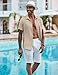 COOFANDY Mens Beach Button Up Shirt Fashion Casual Linen Resort Wear Shirts for Men Light Khaki
