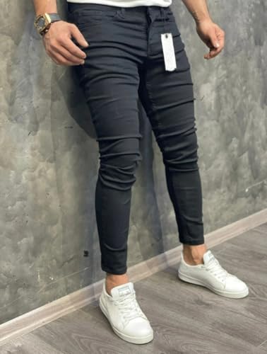 Jeans Pants Trousers Denim Trendy Street Stretch Tight Washed Classic Casual Commuter Small Foot for Men2