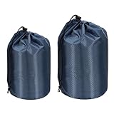 PATIKIL Stuff Sack 4x8/7x13, 2 Pcs Waterproof Outdoor Storage Sack Portable Drawstring Dust Flap Bag Sleeping Bag for Camping Hiking Backpacking, Dark Blue