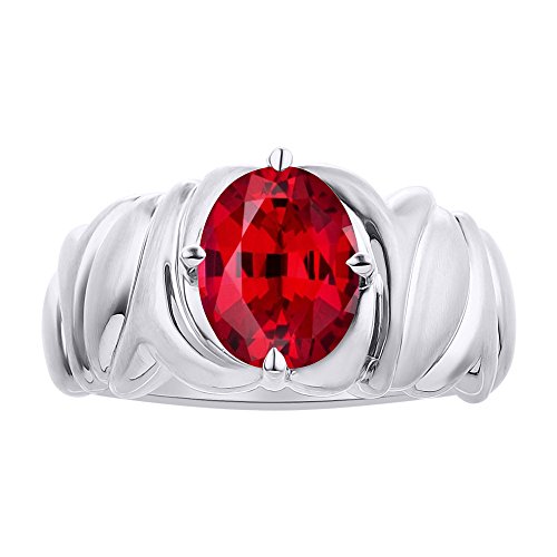 Bague rubis solitaire en argent sterling et pierre colorée