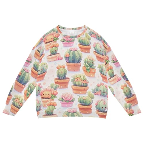 JUNZAN Cute Cactus Tropical Big Girls Hoodie Sweatshirt Fleece Fall Tops Shirts Athletic 4T