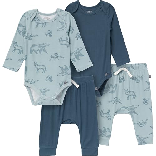 Image of Modern Moments by Gerber Baby Viscose 4-Pack Bodysuit & Pant Set