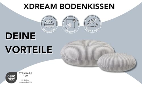 XDREAM Bodenkissen aus Kord Ø 105 cm | Yogakissen, Meditationskissen, Sitzkissen, Sitzpouf mit hochwertigem Kordbezug | Oeko TEX Zertifiziert | Höhe 25 cm