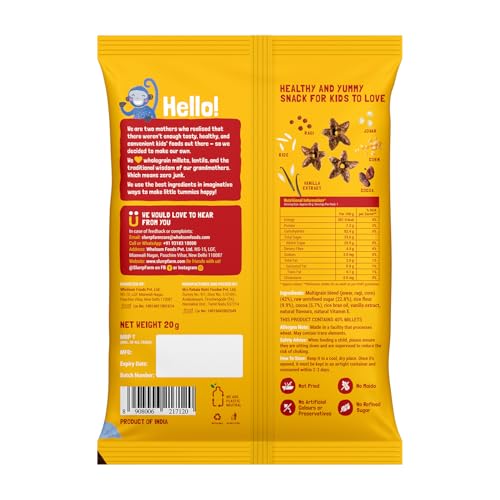 Slurrp Farm Mighty Jowar Puffs 6 x 20g | Cheddar Cheese, Choco Ragi, Cheese & Herbs | Not Fried, No Maida | Healthy Snack for Kids, School Tiffin and Travel Friendly