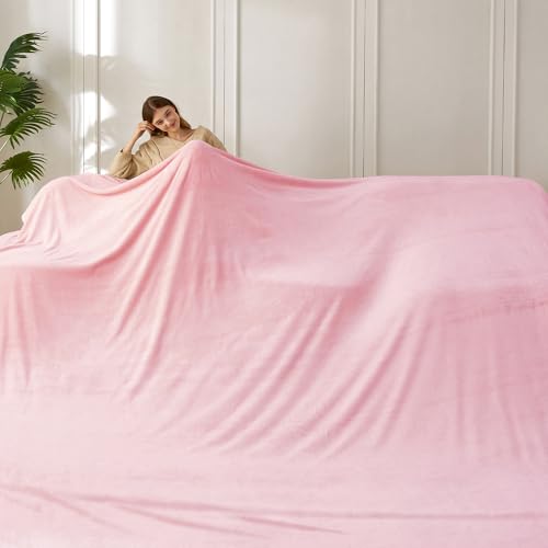 COOVA Oversized King Fleece Blanket 120x120 inches, Soft Cozy Warm Giant Extra Large 10'x10' Blanket for Bed, Sofa, Couch,Travel, Camping, California Huge Flannel Big Throw Blanket, Pink