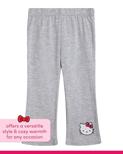 Image of Hello Kitty Girls Pant Set - 3 Piece Short Sleeve Graphic Tee Shirt Zip Up Fleece Jacket and Kids Pants Clothing Set, Size 7, Pink /Rose /Grey