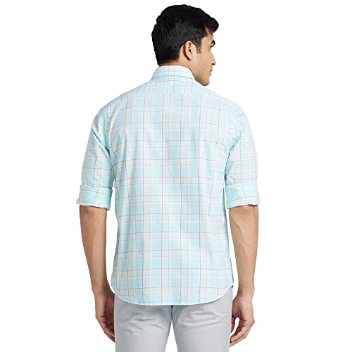 Image of Colorplus Men's Pure Cotton Checks Pattern Tailored Fit Spread Collar Full Sleeve Casual Shirt