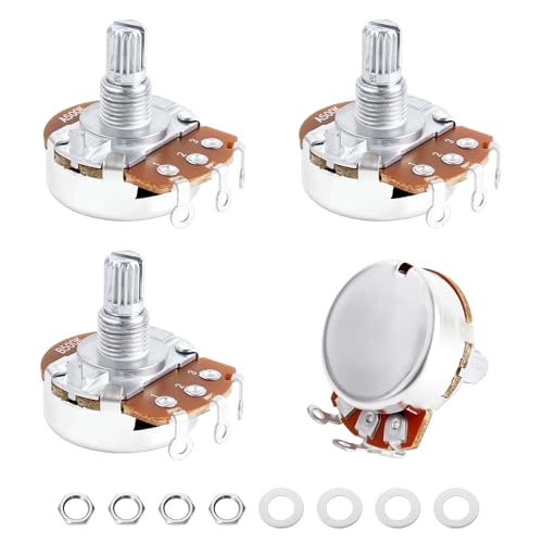 Image of Banworks Aluminium A500K+B500K M8 Full Sized Pots Metric 2A2B 18-Spline Split Short Shaft (15mm Length) Audio & Linear Taper Potentiometers for Epiphone Les Paul LP /SG Squier Strat /Tele JT /XNQ-10