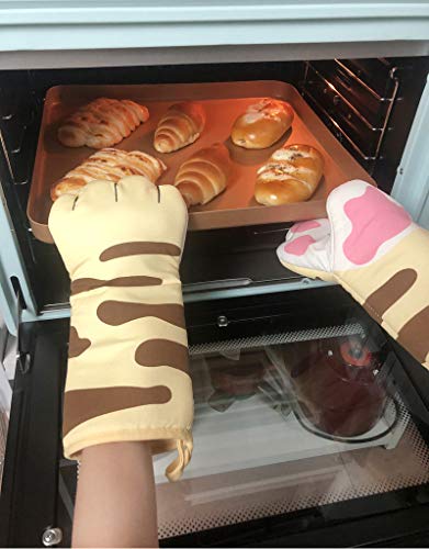 Oven Mitts Cute Cat Design Baking Gloves Heat Resistant Cooking Gloves Potholder Funny Grilling Microwave Mittens Backer Kitchen Tools for Women Kids - Image 4