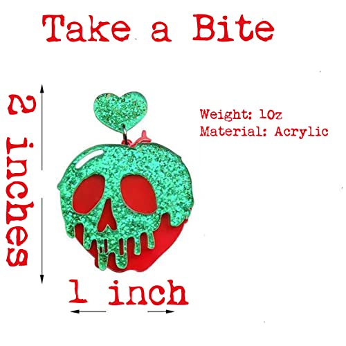 Poison Apple Snow White Witches Earrings for Women. Cute Halloween Cosplay Earrings for Women, Teens, College Students and Adults.2