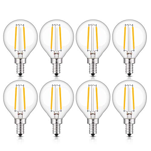 CRLight Candelabra LED Globe Bulb 30W Equivalent Soft White 3000K, 2W Dimmable E12