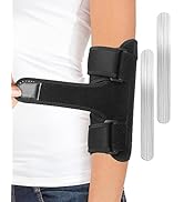 Elbow Brace with 2 Removable Metal Splint for Sleeping, Adjustable Cubital Tunnel Brace with Comp...