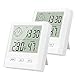 Hygrometer mit Uhr 2 Stück, Zabatoco Mini Thermometer Hygrometer Digital Inner Messgerät, Hygrometer Feuchtigkeit Smiley-Indikator für Zuhause, Büro, Babyzimmer(Batterie eingeschlossen) (Weiß)