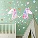 Unicorn Wall Decals,Unicorn Wall Sticker Decor with Heart Flower Birthday Christmas Gifts for Boys Girls Kids Bedroom Decor Nursery Room Home Decor 2 Pcs