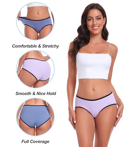 Image of Cotton Hipster Panties for Women Mid Rise Underwear Full Coverage Soft Ladies Underwear Pack