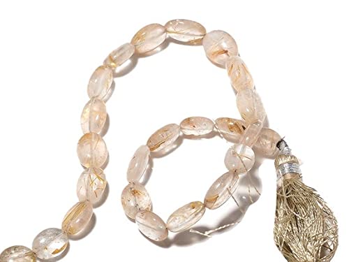 Quartz rutilé doré perles ovales en fil de 9 pouces LKBEADS pour fabrication bijoux DIY