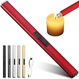 電子ライター 充電式 プラズマライター usb充電式 線香着火器 ライター 電気アーク 火起こし BBQ アロマキャンドル ロウソク 蚊取り線香 仏壇 お墓参り 花火 アウドドア (レッド)