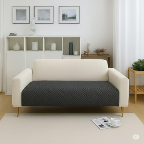 Image of Amazon Basics - Velvet Quilted Make Your Own Sofa Cover |2 Seater | Multi-Layered Fabric |120cm x 70cm | 350 GSM | Color - Light Grey