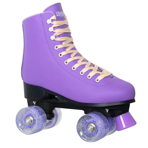 Image of Nattork Roller Skates for Women Outdoor Indoor Four-Flashing Wheel Fun Fashionable Roller Skates for Men Girls Boys Dark Purple(Women Size US 8)