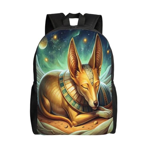 Comfort Fit Unisex Anubis Egypt Sleep Gold Backpack Durable for Daily Commute & Travel Adventures 16 Inch