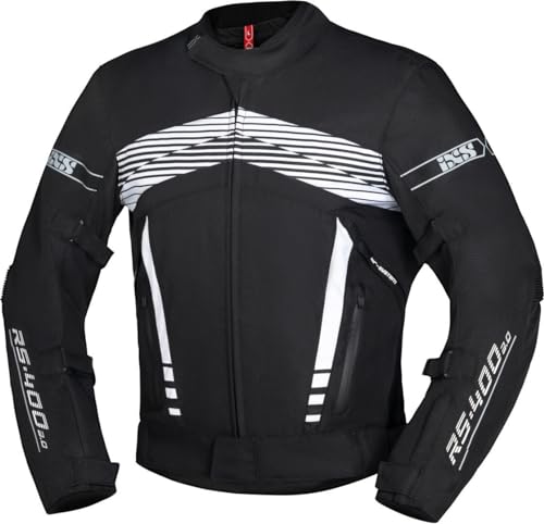 IXS RS-400-ST 3.0 Giacca tessile da moto impermeabile, nero/bianco, L