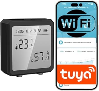 Sone Smart One WLAN Temperatur- & Luftfeuchtigkeitssensor mit LCD-Display, App Tuya/Smart Life, batteriebetrieben (3×AAA), Datenexport & Alarmfunktionen