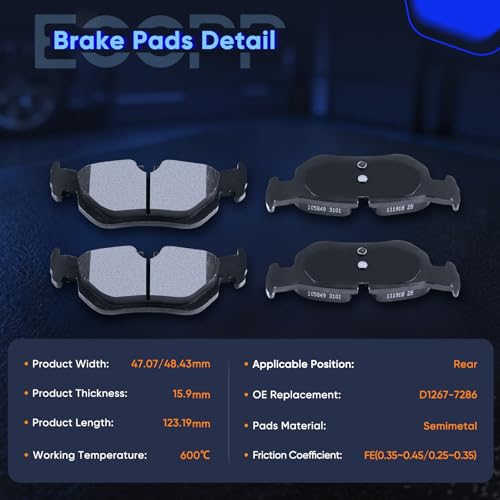 Image of Brake Pads,ECCPP 8pc Ceramic Disc Brake Kits fit For BMW For 328i 2007-2013 | For BMW For 328i xDrive /328xi /X1 2007 2008 2009 2010 2011 2012 2013 2014,For X1 2013-2015;w /Hardware