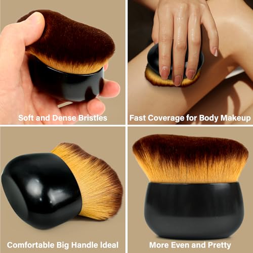 Image of Extra Large Body Makeup Brush For Self Tanner, Leg Makeup &Bronzer Blend,75 mm Wide-headed Kabuki Brush Provides More Even &Pretty Application, Oval Face&Back Makeup Brush, Wet&Dry Use- Black