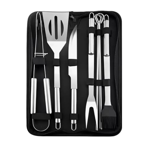 Conjunto Churrasco 9 Peças em Aço Inox com Estojo – Utensílios Profissionais para Churrasqueiros
