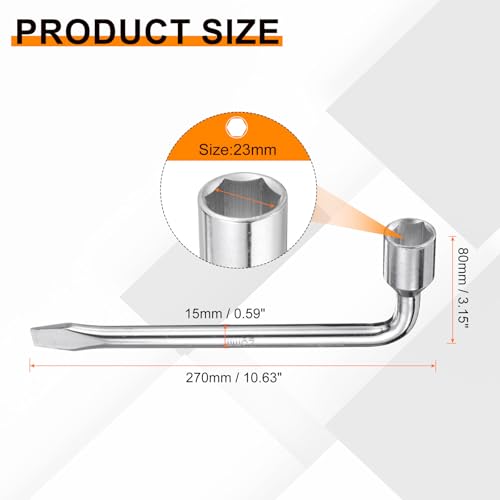 Image of HARFINGTON 2pcs Car Spare Tire Lug Wrench 23mm Carbon Steel l Type Slotted End Hexagon Socket Wrench L-Shaped Tire Repair Tool for Automobile Repair
