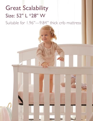 Image of Momcozy Muslin Standard Fitted Crib Sheets, 52 inchx28 inch, 2 Pack Soft Breathable Natural Cotton Baby Mattress Sheet, 360 Mattress Wrapping No Slip Boys Girls Neutral Toddler Bed Sheet, Beige Blush