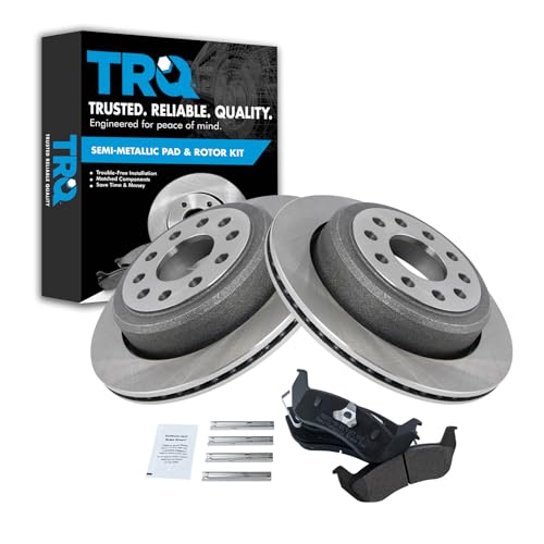 Image of TRQ Rear Brake Pad and Rotor Set Semi Metallic Vented Rotors | For 2003-2004 Lincoln Town Car