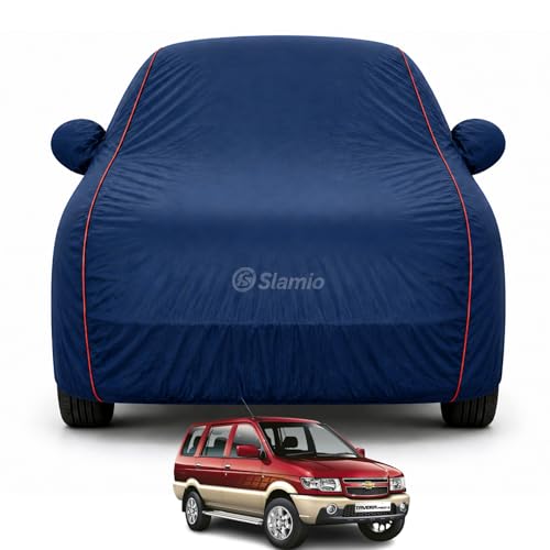 Image of Car Cover for Chevrolet Tavera | 100% Waterproof Heavy-Duty 3-Layer Car Body Cover | All-Weather Rain, UV, Sun & Dust Protection | Custom Fit | Mirror & Antenna Pockets | Navy Blue